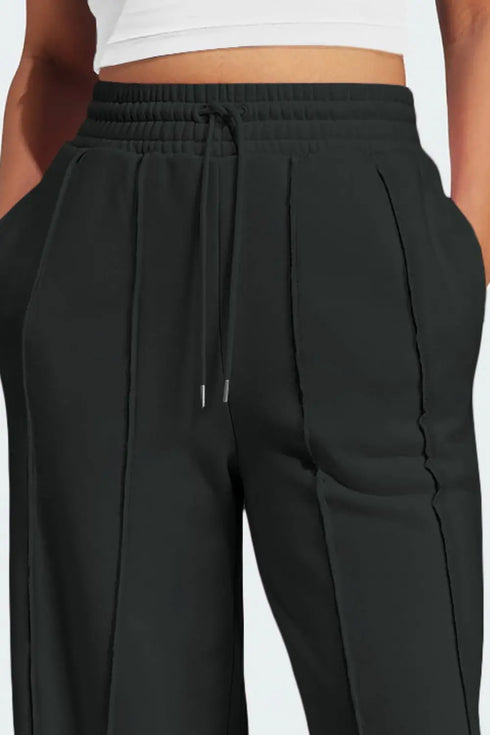 'Zelle' Drawstring Wide Leg Active Pants - Celes Fashion